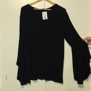 Black Bell Sleeve Top